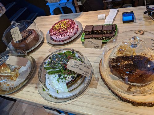 some of the cakes at Plantarium Cafe in Stratford-upon-avon
