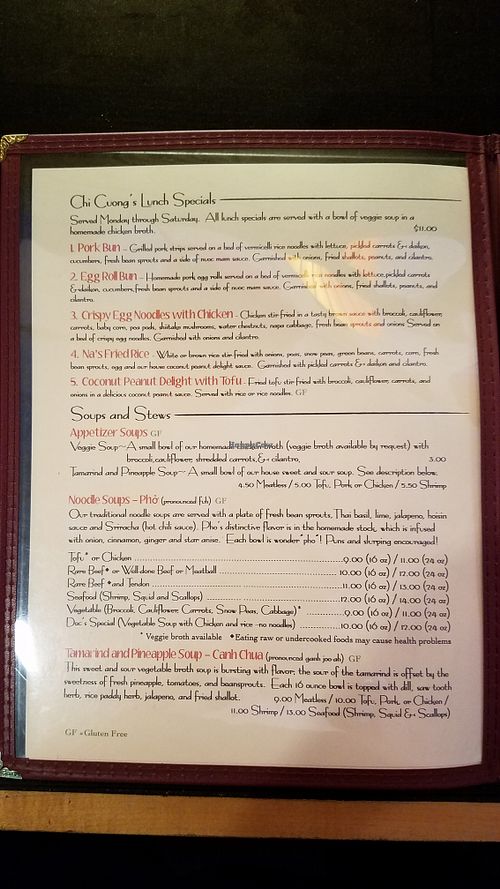 Lunch Menu at Lemongrass in Brunswick