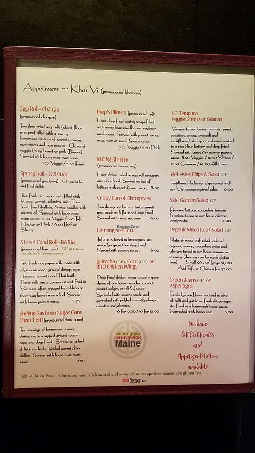 Lunch Menu at Lemongrass in Brunswick