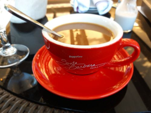 Coffee with almond drink at Root 246 in Solvang