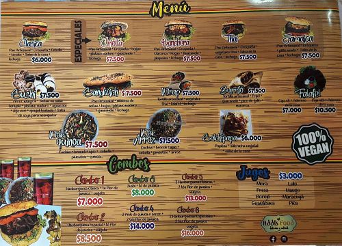 Addis' Menu at Addis Food in Bogota
