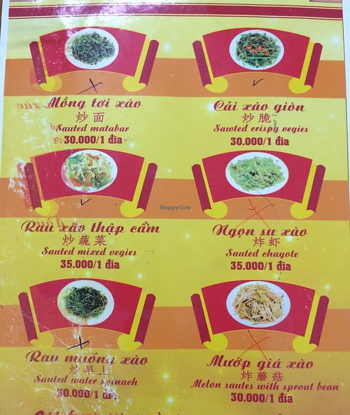 Menu at Thien Phuc in Ha Giang