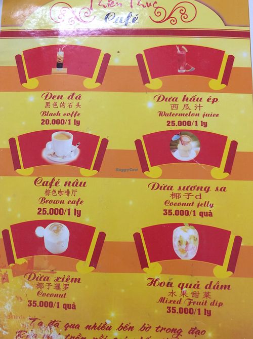 Menu at Thien Phuc in Ha Giang