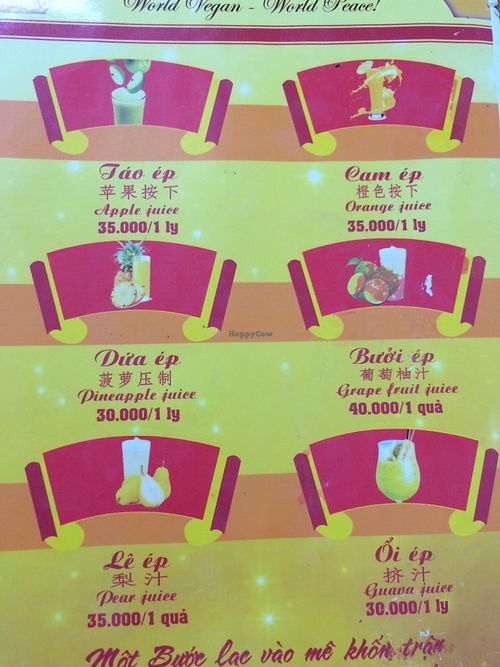 Menu at Thien Phuc in Ha Giang