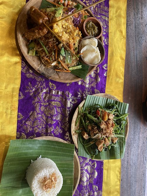 Mie goreng and kangkung   at Sun Sun Warung in Ubud
