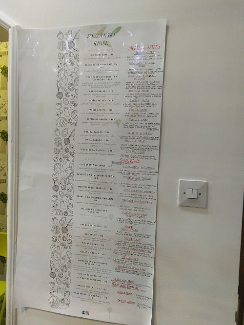 Menu September 2019 at Veganski Kiosk in Belgrade