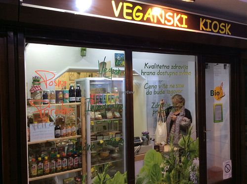 The shop, wait outside if there’s a customer already inside! at Veganski Kiosk in Belgrade