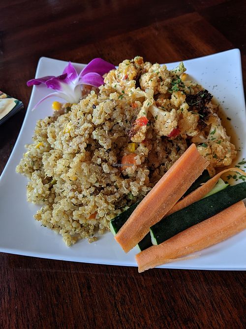 Stir fried Quinoa with chili lime cauliflower; special of the day at Wisdom's Vegan Bakery & Cafe in Spring