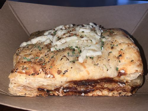 Mushroom marinara pocket at Wisdom's Vegan Bakery & Cafe in Spring