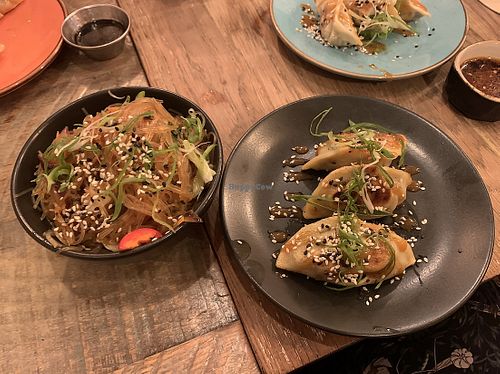 GF ugly noodles & spring onion dumplings   at Ugly Dumpling in London