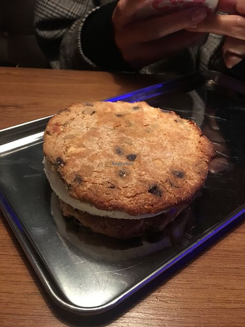 Dessert, ice cream with peanut butter and cookies  at Dirty Vegan in Stockholm