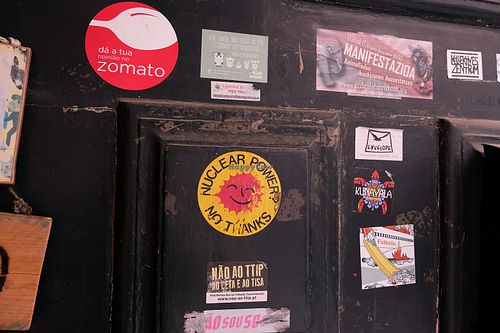 Door stickers at Casa da Horta in Porto