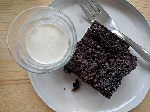 Delicious chocolate brownie and oat cream! at Wild Thing in Cardiff