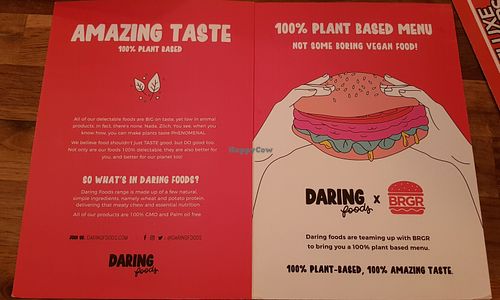 Vegan menu front and back. at BRGR in Edinburgh