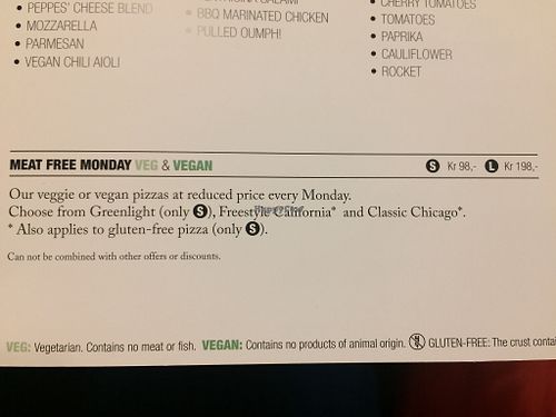 Reduced prices on Mondays  at Peppes Pizza in Geilo