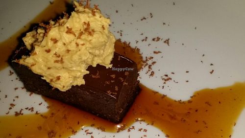 Fig cake with cacao nibs at Sutra in Seattle