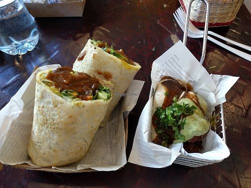 masala wrap and falafels at Nalinis Wholesome Streetfood in Bondi Beach
