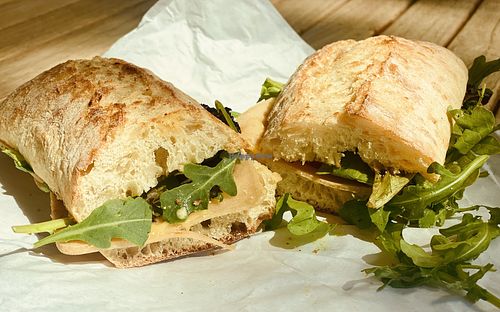 Build Your Own on baguette with smoked Gouda and vegan turkey at The Vreamery in Paso Robles