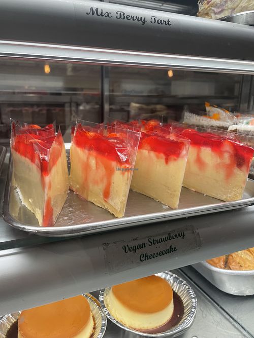Vegan strawberry cheesecake   at Martha's Country Bakery in Brooklyn