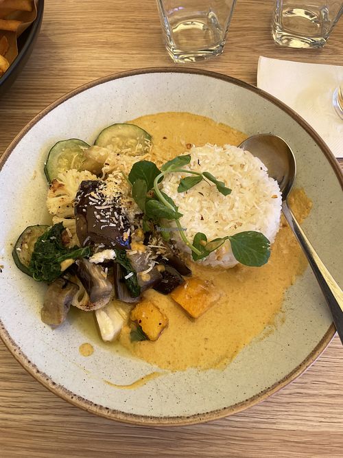 Sri Lankan curry - was a bit bland and lacking protein like chickpeas or tofu  at The Full Moon Hotel in Sandgate