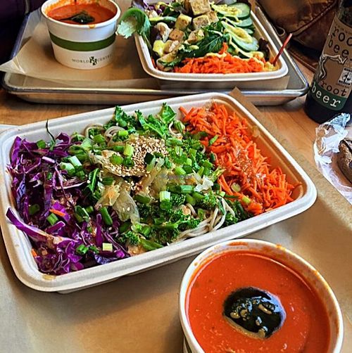 Soba Noodle Bowl, Root Veggie Bisque (All Vegan) at Roots Natural Foods in Leominster