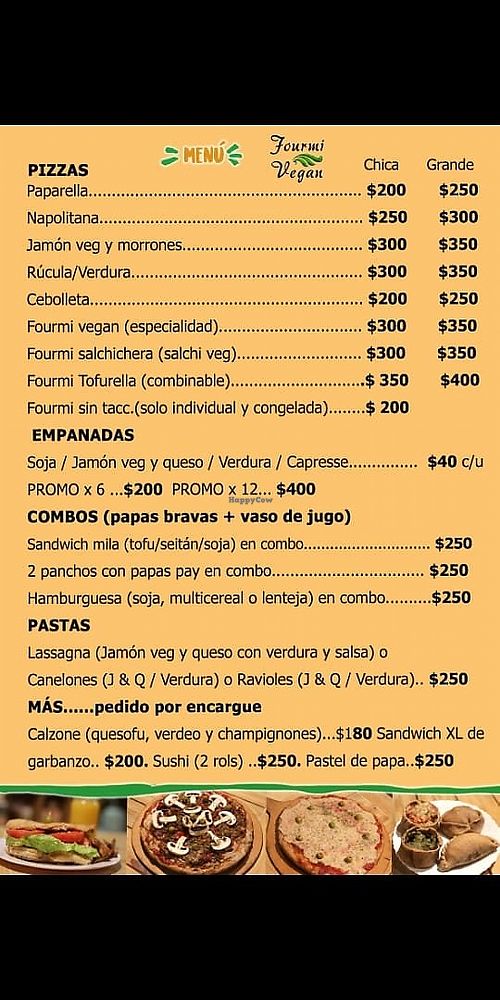 Menú at Fourmi Vegan in Buenos Aires