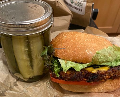 Florentine burger with vegan cheese from the deli...soooooo damn good! 🤤 at Sacramento Natural Foods Co-op in Sacramento