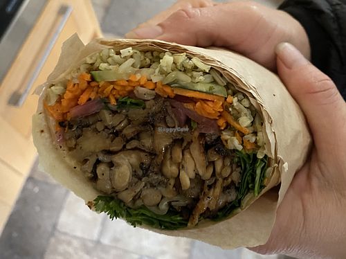 Vegan oyster mushroom banh mi wrap!  So good!  Go get one!  at Sacramento Natural Foods Co-op in Sacramento