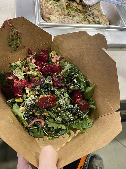 Arugula and beet salad (vegan) at Sacramento Natural Foods Co-op in Sacramento