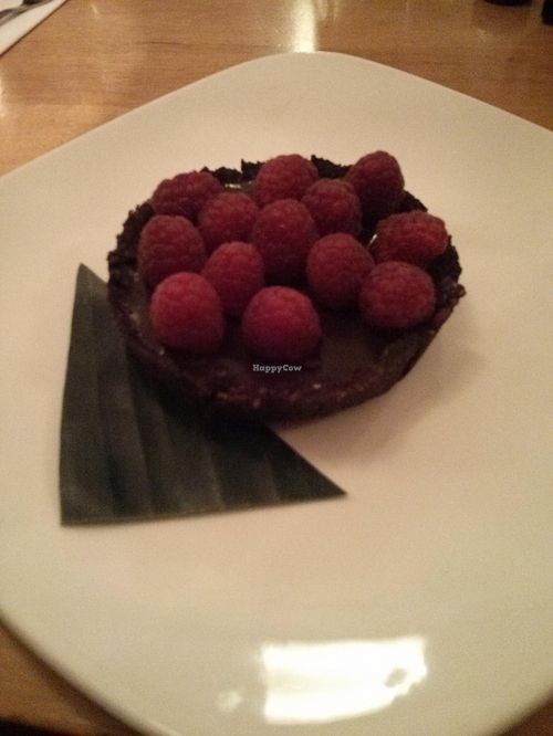 raw chocolate tart with no refined sugar! (note: contains honey) at Wok - Zona T in Bogota