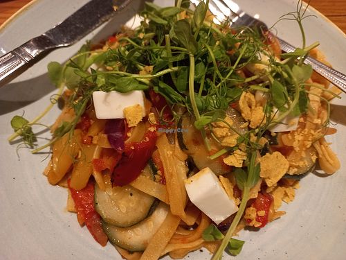 Linguine with plant based feta at The Railway Hotel in West Wickham