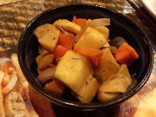 Side of mixed roasted root veggies at The Railway Hotel in West Wickham