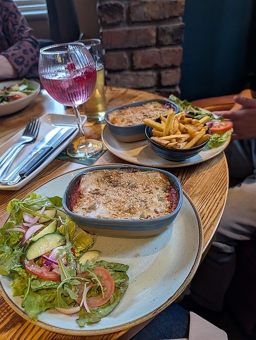 Rainbow lasagne, comes with dressed salad at The Robin Hood in Sheffield