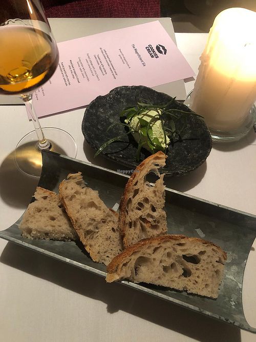 Bread and whipped vegan butter at Cookies Cream in Berlin
