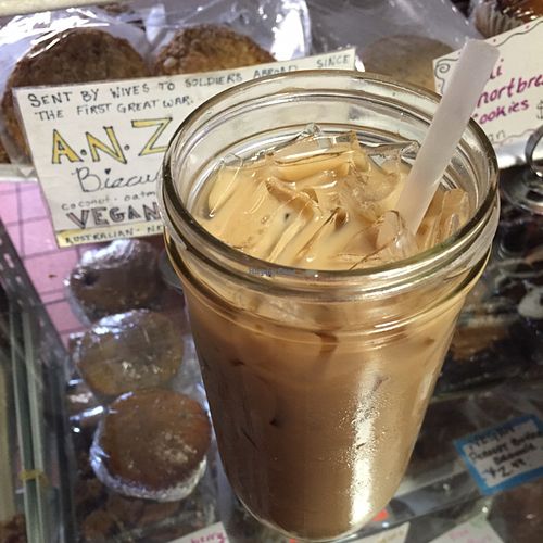 vegan iced Moko Jono  at Drunken Monkey Coffee Bar in Orlando