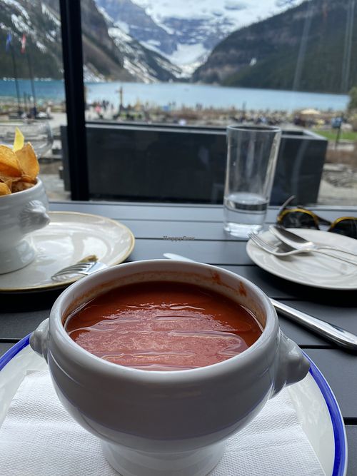 Soup made vegan  at Lakeview Lounge in Lake Louise