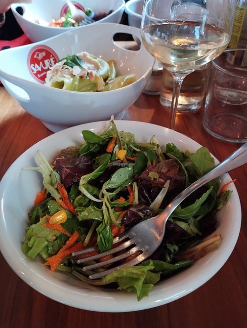 Mixed salad and pasta with zucchini sauce. at Savurè in Turin