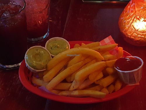 Chips with pesto dip vegan at Roadtrip & The Workshop in East London