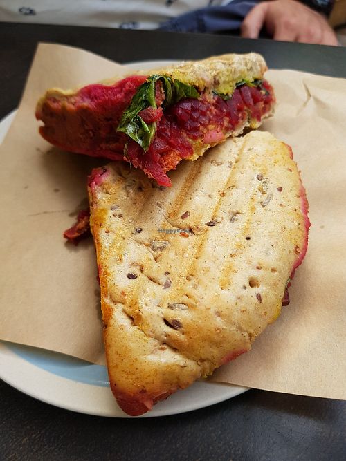 Beetroot tofu panini, delicious!!! at KIRAS - Pylimo in Vilnius