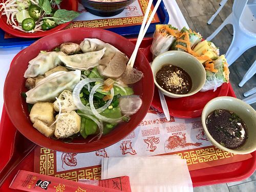 Vegetarian Pho (was told it was also vegan) and Very Vegan Rolls at Pho Ever in Newark
