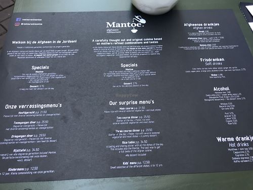 Menu can accommodate vegans  at Mantoe in Amsterdam