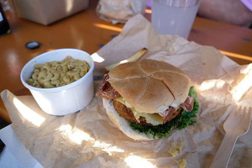 Chick'n sandwich and mac & cheese at 3 Dot Dash in Tampa