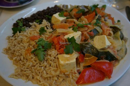 Plate of the day - curry with tofu (vegan). at Le Puits de Legumes in Paris