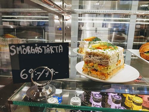 Smörgåstårta (sandwich cake) at Delivore in Stockholm