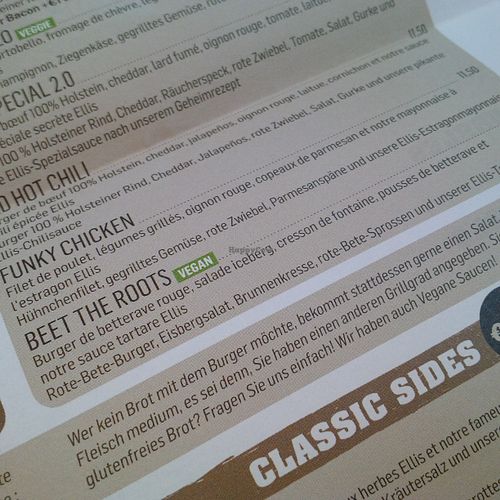 menu at Ellis Gourmet Burger in Liege