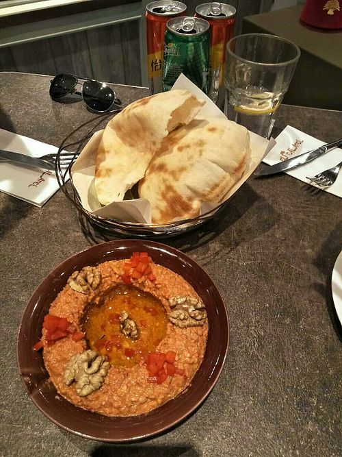 Vegan dip & puff bread. at Eli Falafel - Jiujiang Rd in Shanghai