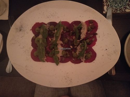 Beetroot carpaccio at Maya in Shanghai
