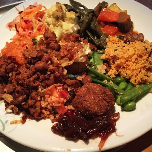 mish mash of food  at Tibits in London