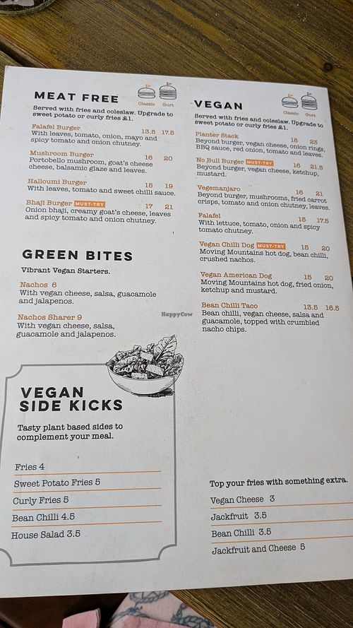 Menu as at 25 June 2025 at Cow & Apple in Yeovil