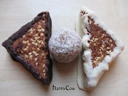 Vegan nut triangles ('Nussecken') and energy ball available at the in-store bakery. at Martinshof in Saarbrucken